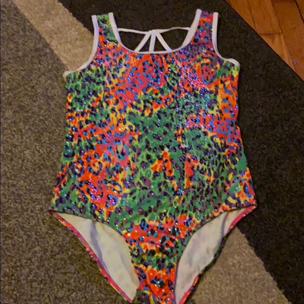 Danskin gymnastics leotard animal print